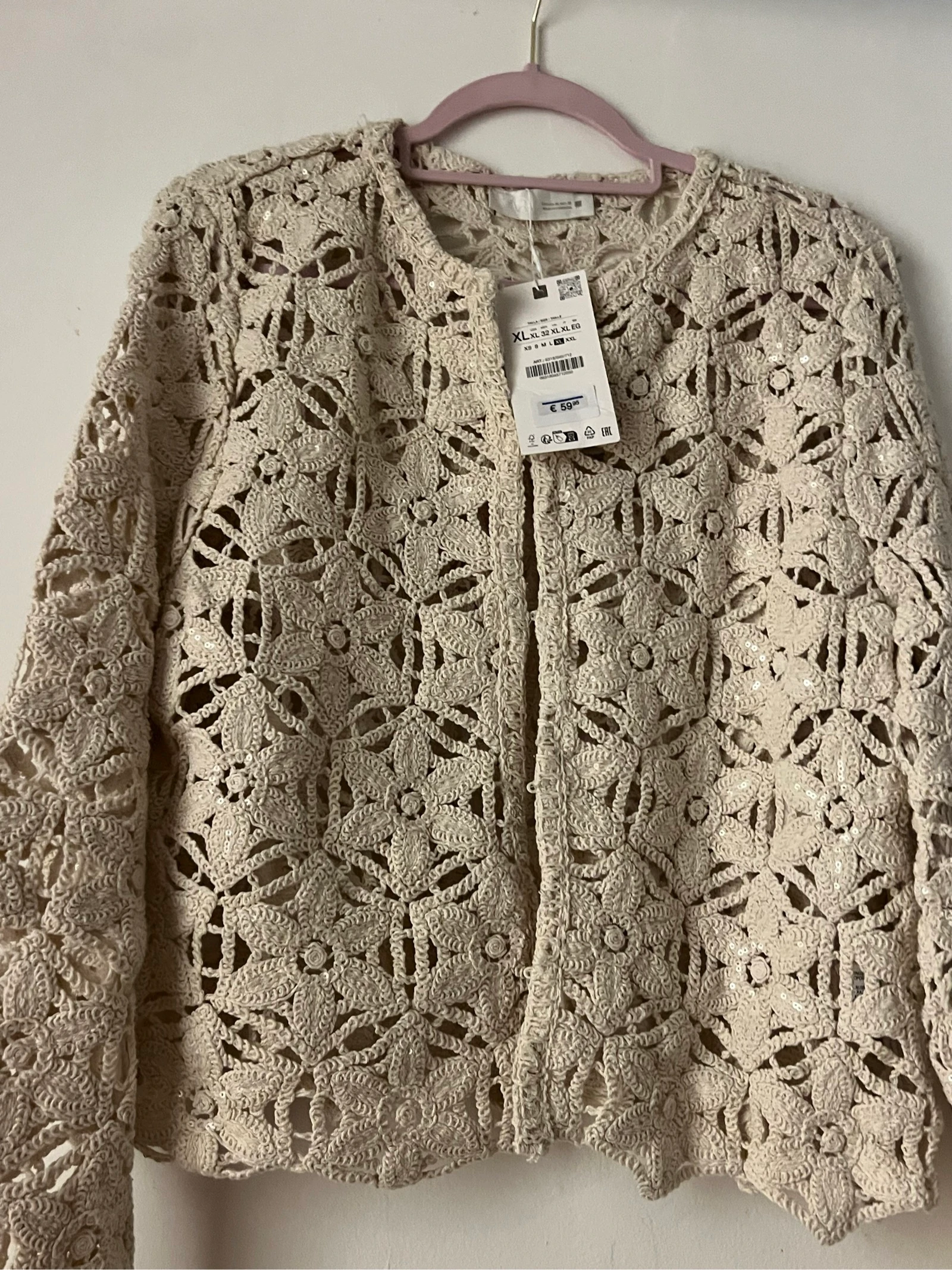 🤍 Gilet / Chaqueta Zara de Ganchillo Floral Beige Nuevo con Etiqueta 🤍 – photo 2